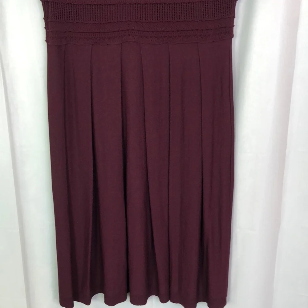 Lane Bryant Burgundy A-Line Midi Dress Scoop Neck Short Sleeve 14/16